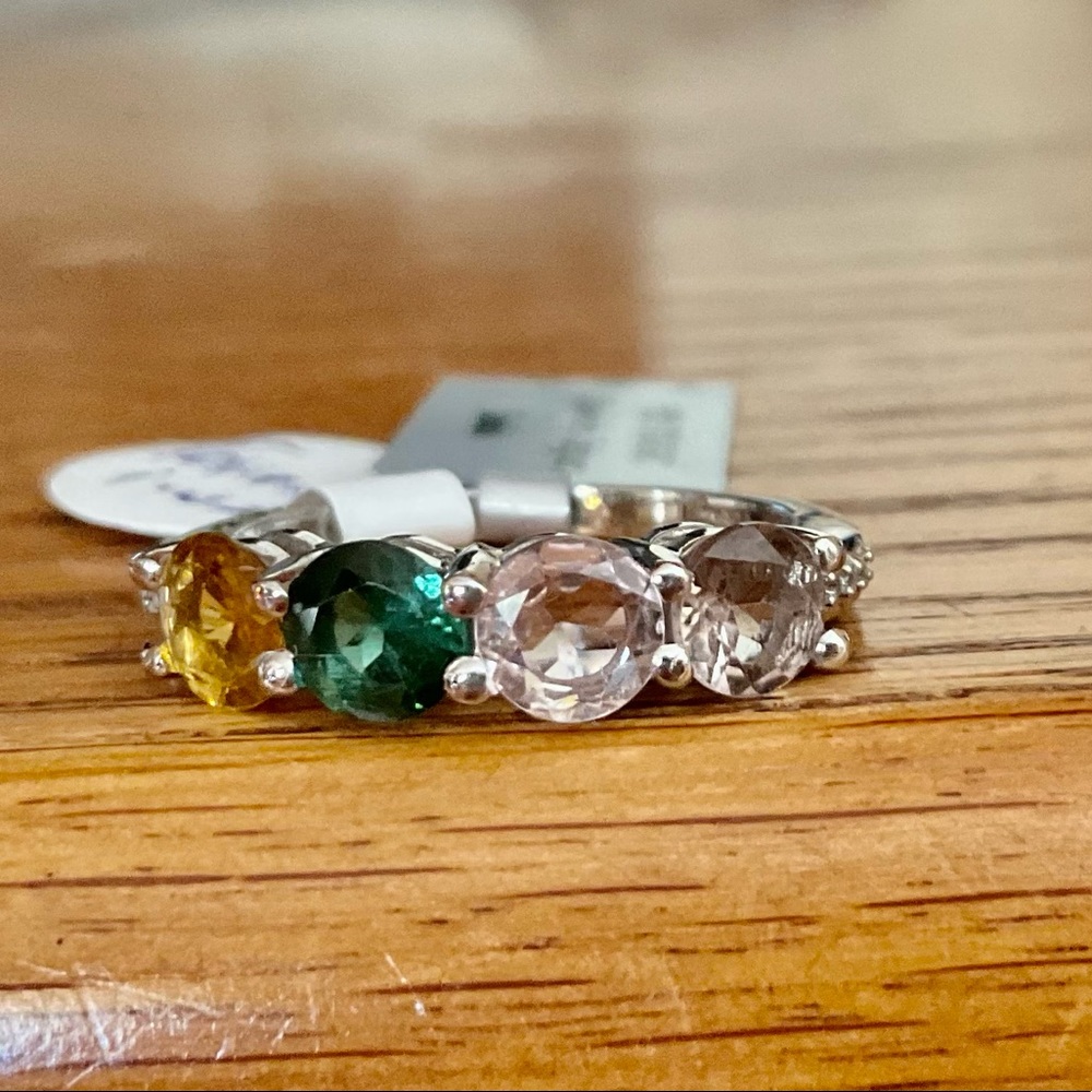 4 tourmaline gemstone ring Sz 7